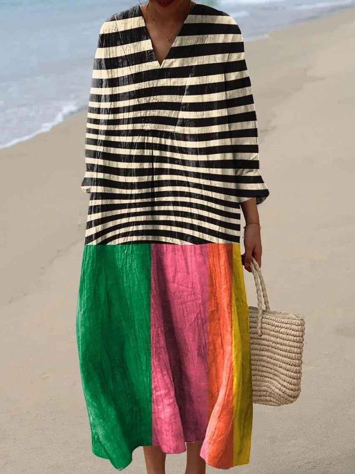 Felicia - Colorful Stripe Art Print Dress