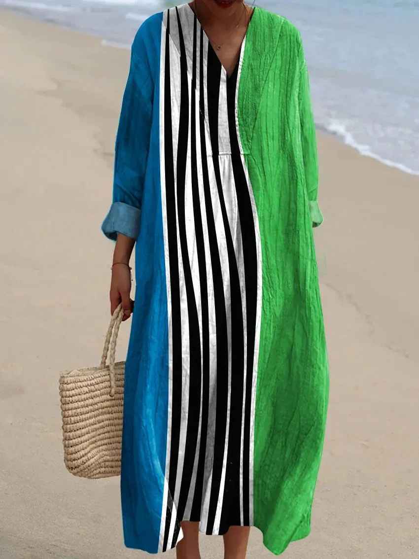 Felicia - Colorful Stripe Art Print Dress