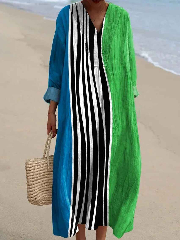 Felicia - Colorful Stripe Art Print Dress
