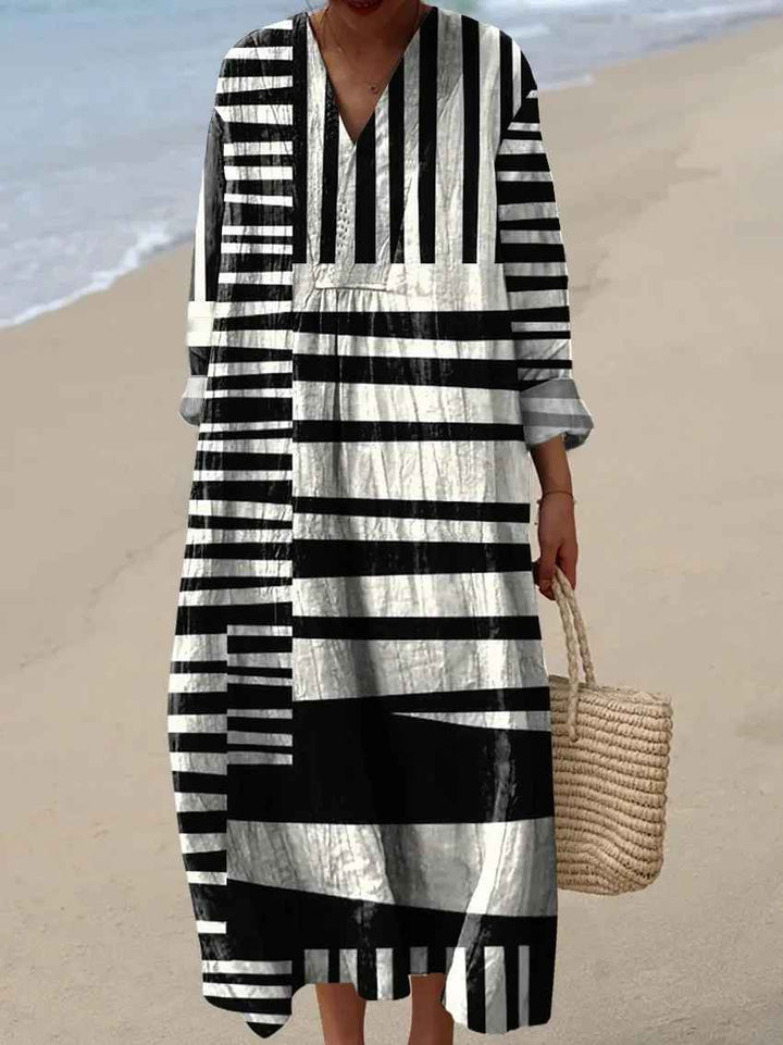 Felicia - Colorful Stripe Art Print Dress
